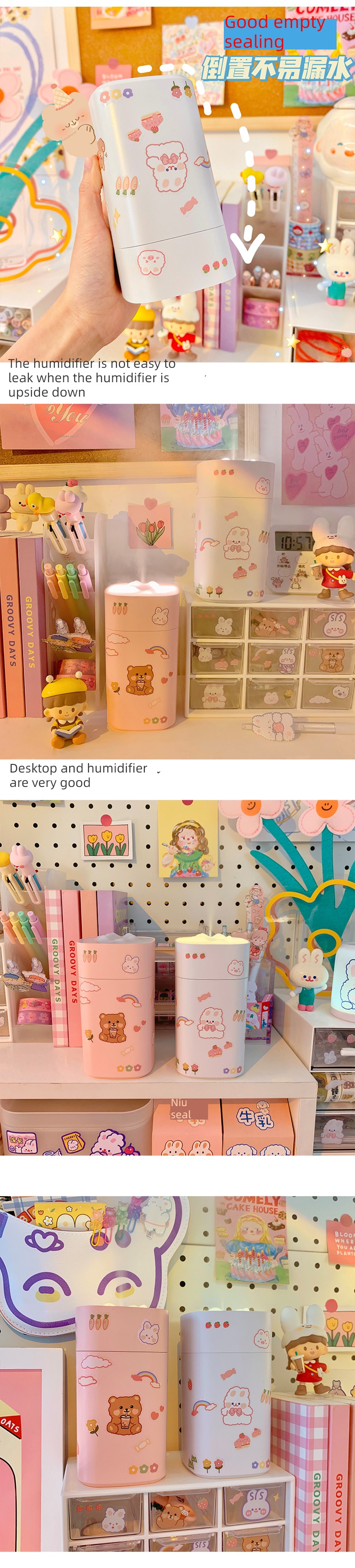 ins desktop Humidifier charge Mini household Silence student dormitory lovely atmosphere humidification small-scale Large spray