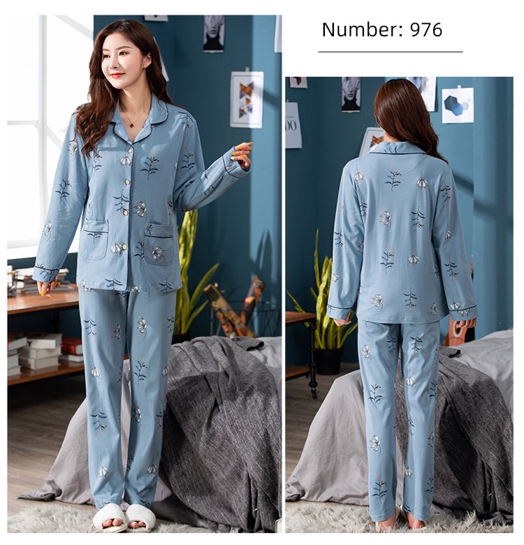 summer middle age mom Spring and Autumn Cotton mother-in-law pajamas