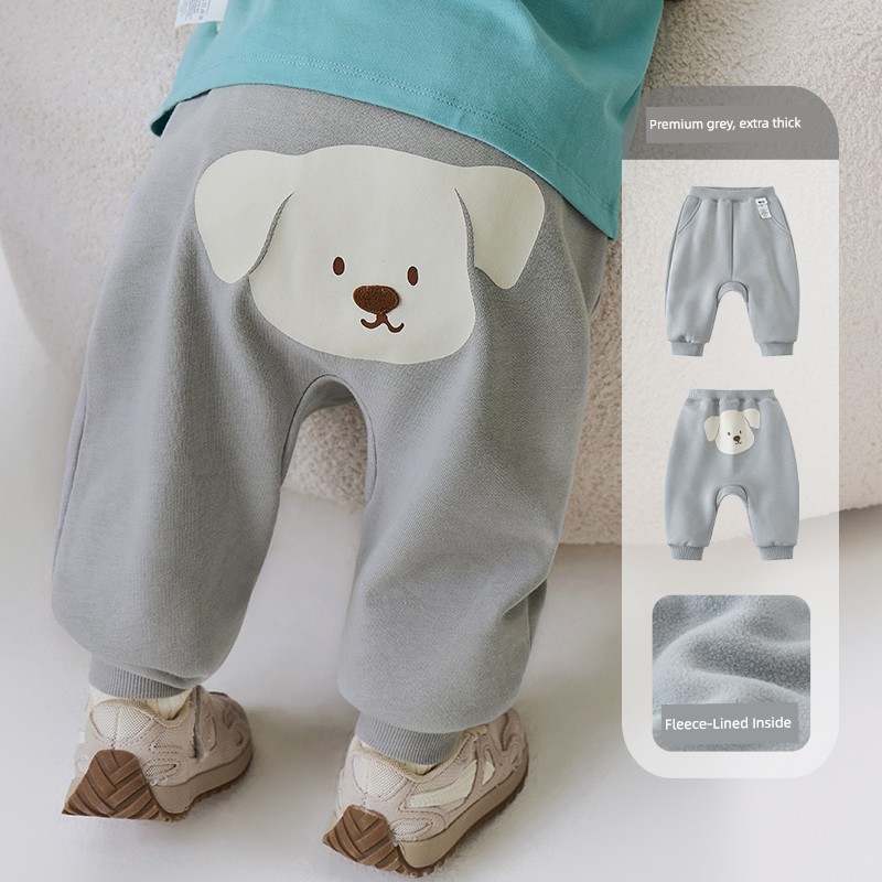[Butt Pants] Mini Balabala Baby Pants for Boys and Girls 2026 Autumn/Winter Fleece-Lined Cute Infant Pp Pants — 1