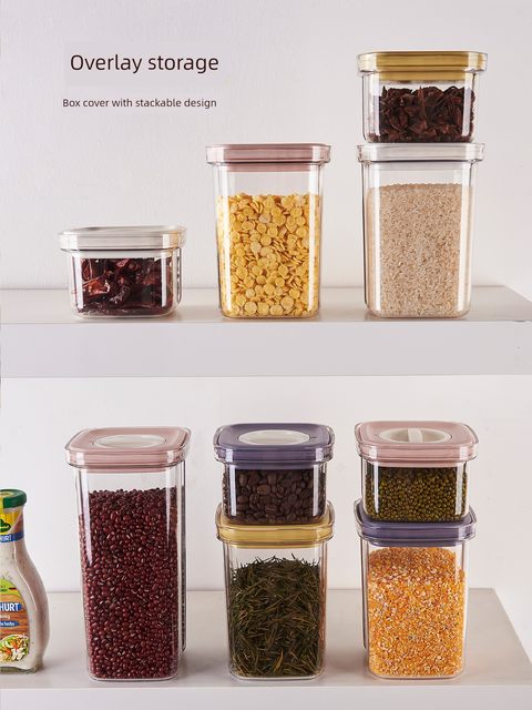 Rotary sealed jars, mixed grains, dried fruits, kitchen storage jars, bottles, food grade plastic stackable storage box