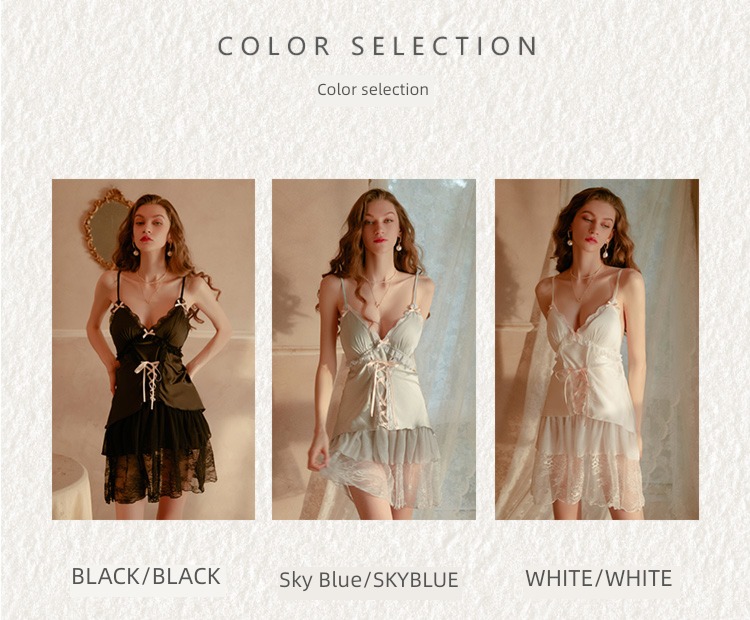 Taiji lion sexy Women summer Hollow out Satin pajamas