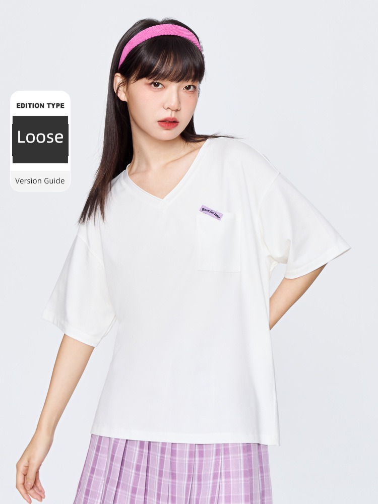 Senma pure cotton black Short sleeve easy love T-shirt