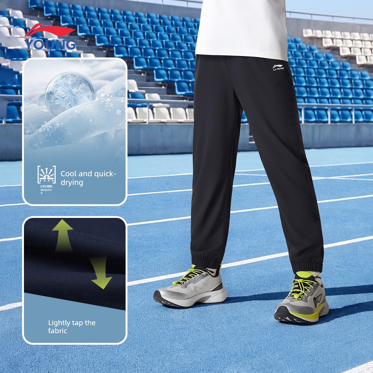 Li Ning plus Velvet Autumn and Winter Type Female Middle School Children's Cotton Trousers — 1