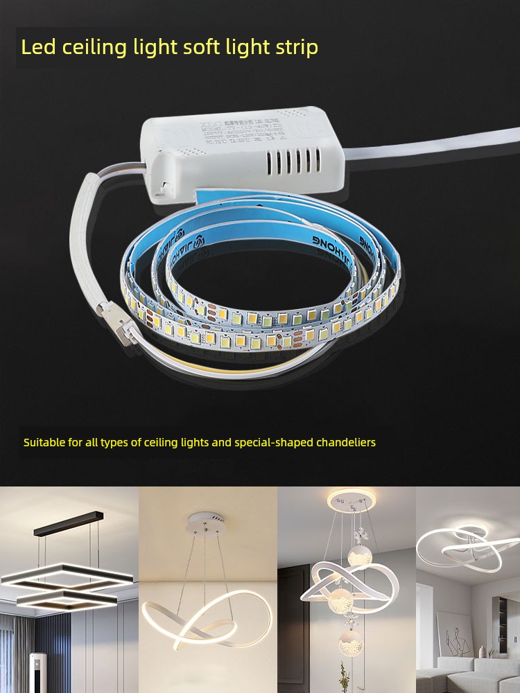 Led Flexible Light Strip Ceiling Light Replacement Light Source Side-Emitting Light Strip Special-Shaped Chandelier 220V with Adhesive Backing
