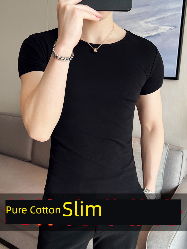 man Tight fitting Compassionate Undershirt Autumn clothes white Short sleeve