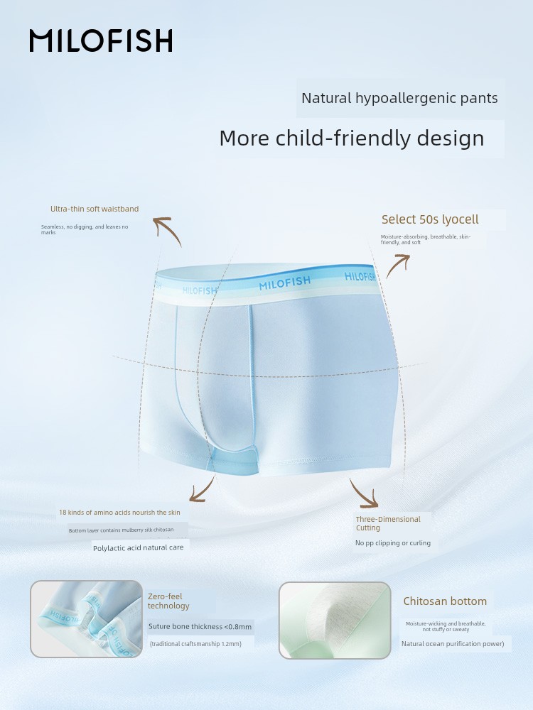 Mileyu Boys' Underwear Lyocell Pure Cotton 10A Antibacterial Breathable Boxer Shorts for Teenagers in Their Developmental Period — 5
