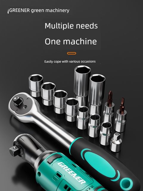 Green forest electric ratchet wrench right angle 90 degree truss angle direction lithium battery wrench large torque fast stage tool