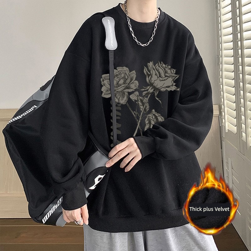 autumn ins Retro Ruffian handsome easy thickening Sweater