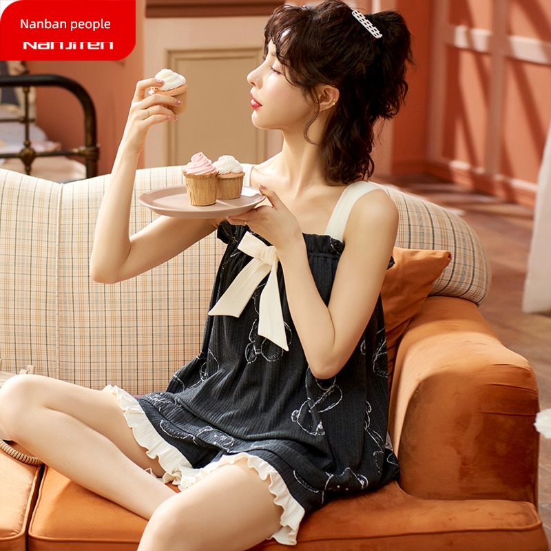 NGGGN female pure cotton Suspender shorts summer vest