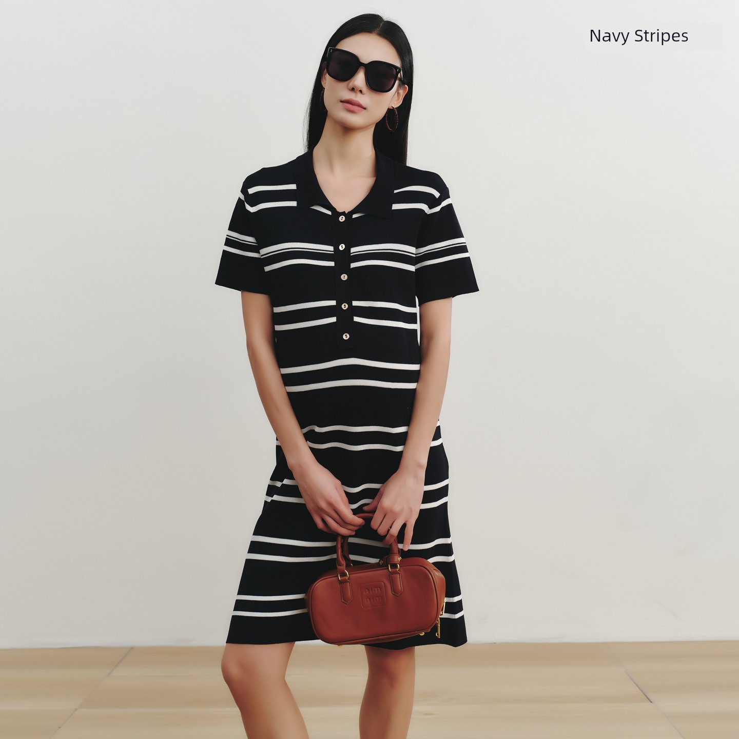 Sellynear Maternity Dress for Summer Wear 2026 New Fashion Striped Color-Blocking Pregnancy Knitted Nursing Dress — 3