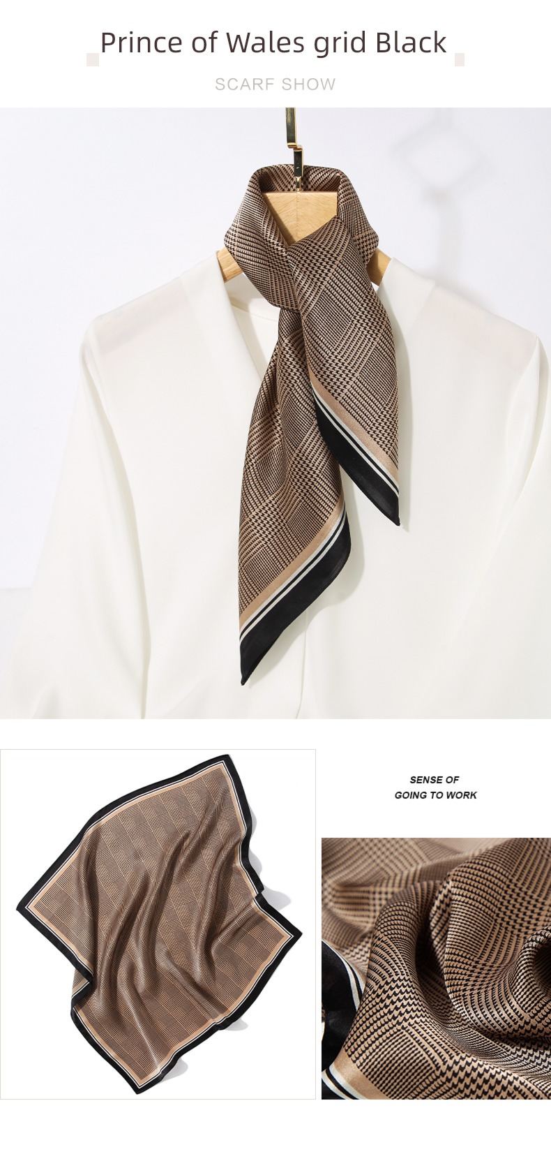 black and white stripe female Yang Caiyu Same collocation Silk scarf