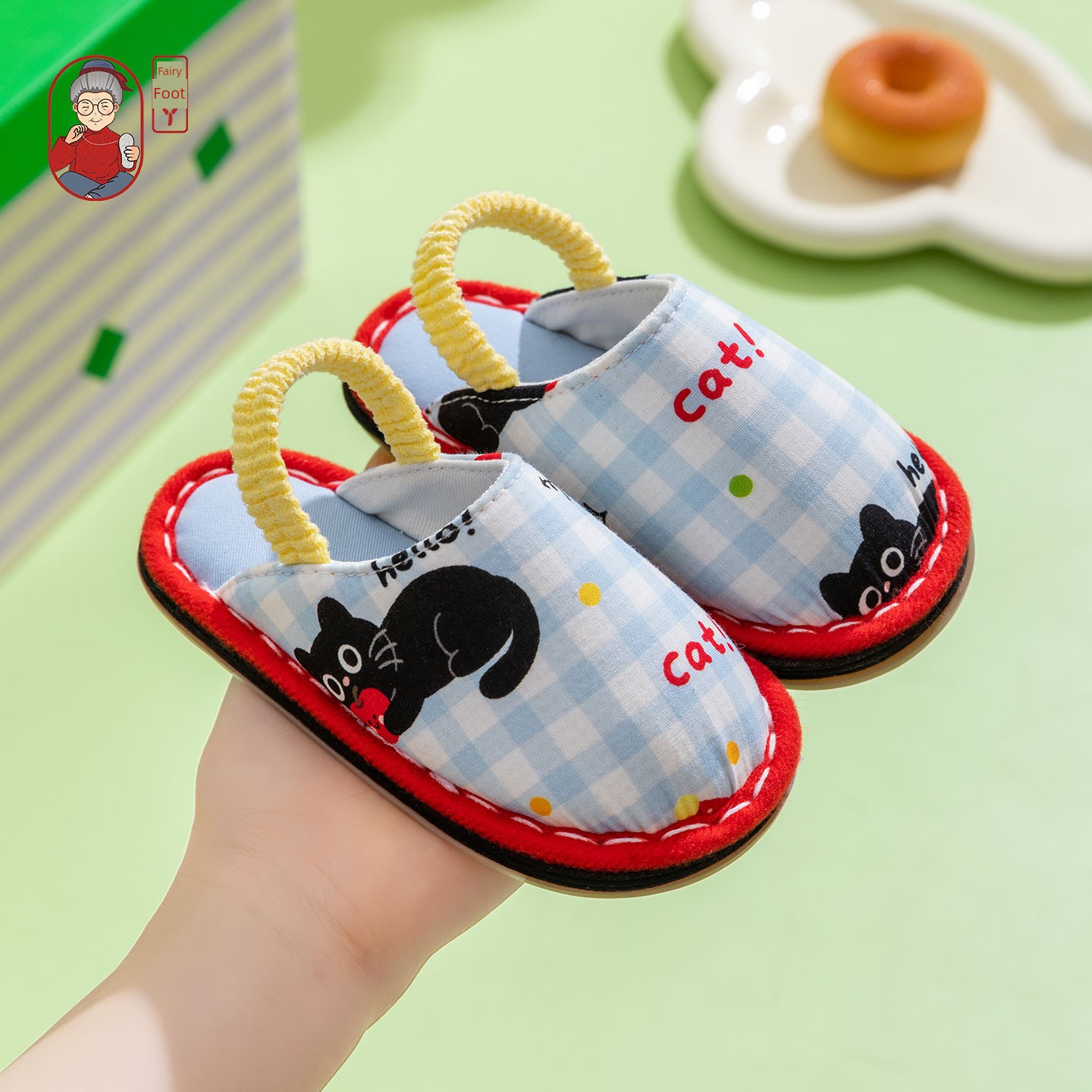 Fairy Feet Children's Layered Cotton Slippers Baby Indoor Home Non-Slip Breathable Cartoon Floor Shoes for Boys and Girls — 4