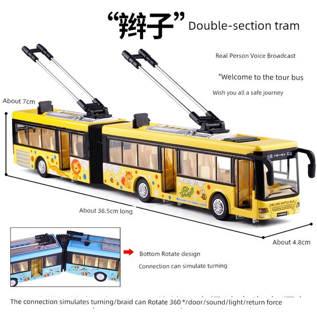 Large alloy voice double festival police car bus lengthen bus London bus double-decker tourist car model toy