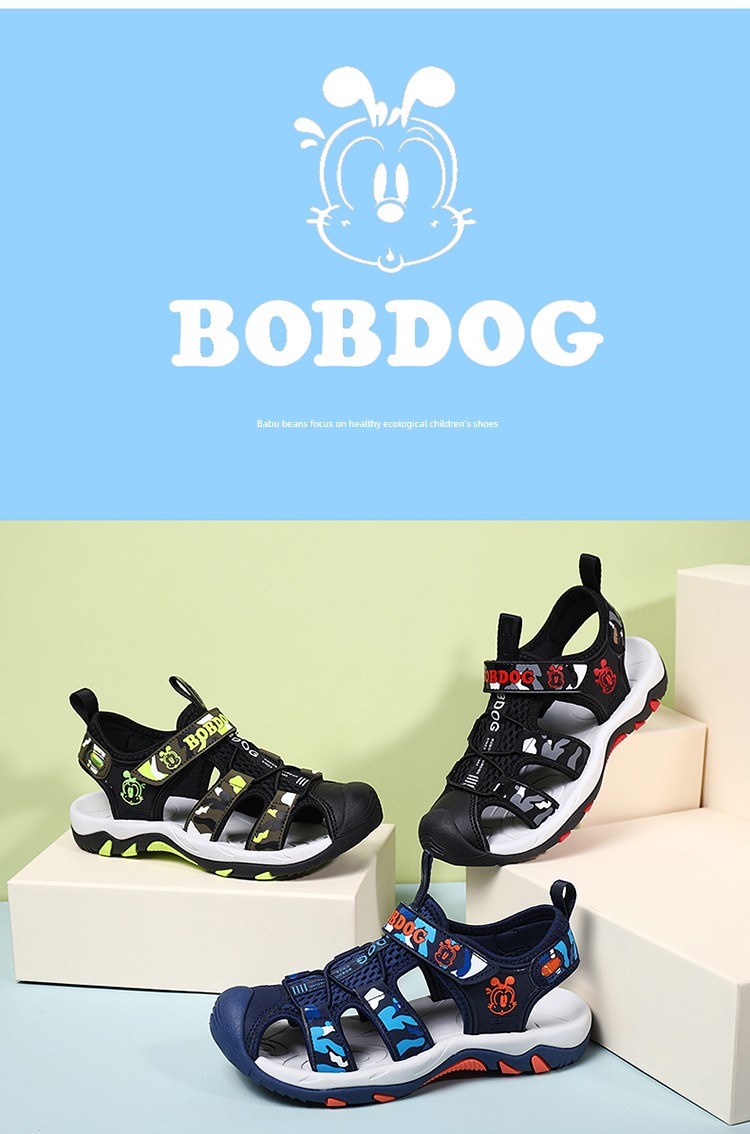 Bobdog Sandals Summer Kids Casual Beach Shoes Boys Toe Box Soft Bottom Non Slip Boys Medium and Large Children's Shoes — 4