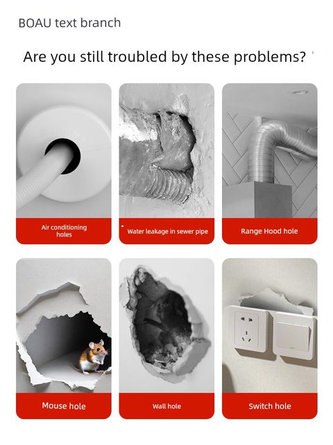 Air conditioner hole sealing mud white clogging wall filling sewer pipe waterproof and anti-odor plugging hole plugging magic tool