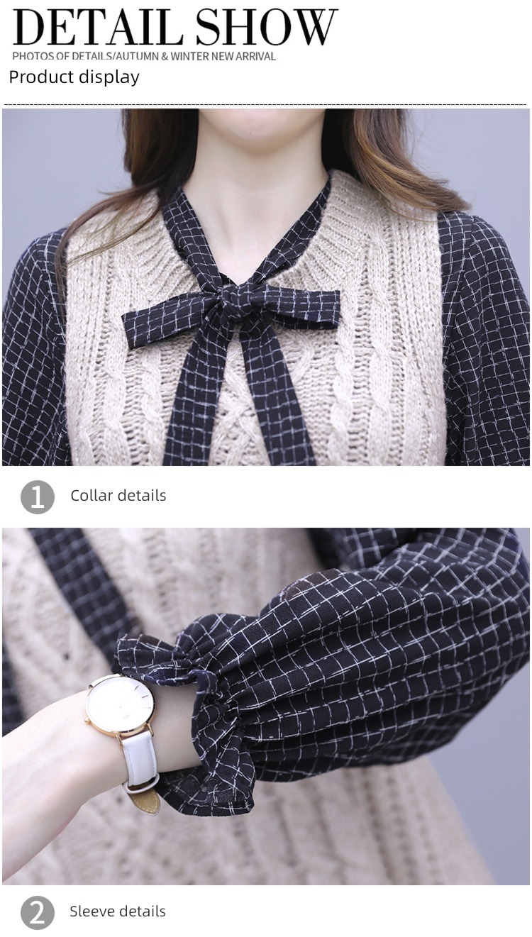 Autumn and winter leisure time knitting Dress ma'am Two piece set