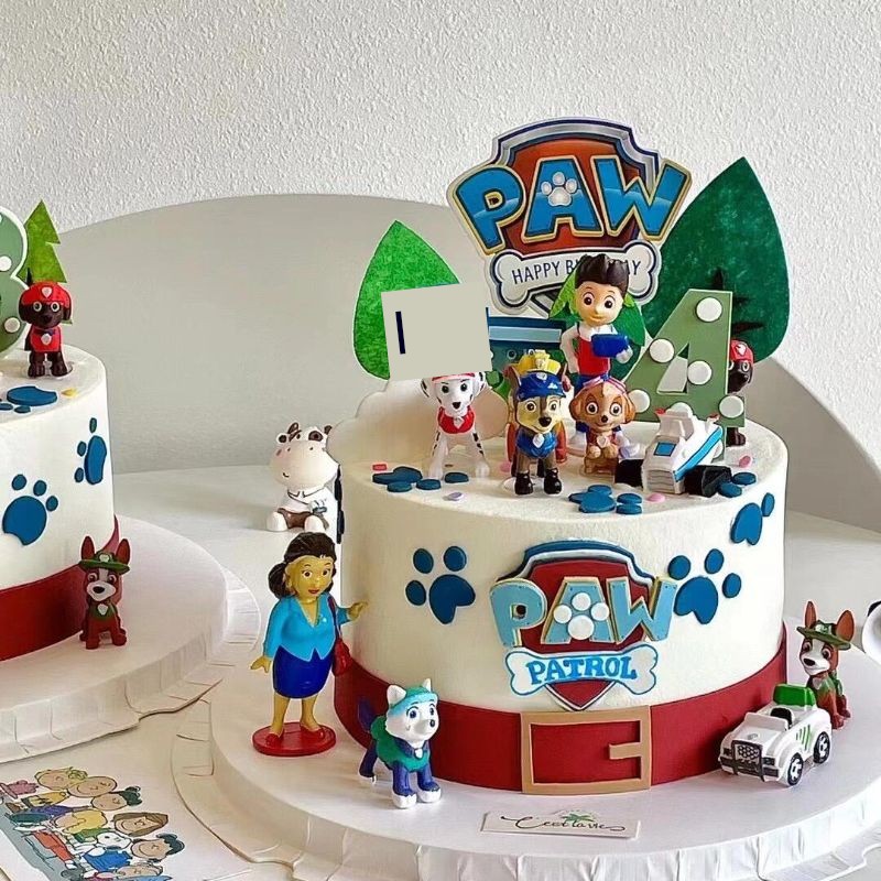Dog Captain Internet Celebrity Cake Decoration Cartoon Cute Children's Boy Dog Birthday Baking Decoration Topper