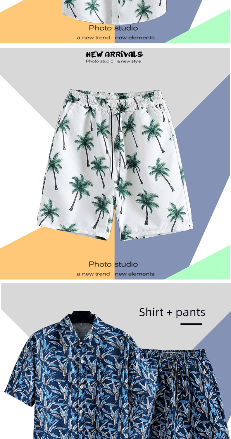 tide suit Hawaii on vacation seaside sandy beach Short sleeve