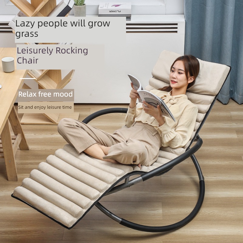 Qize Rocking chair balcony household leisure time deck chair Lazy man chair adult fold Couch multi-function outdoors Beach chair