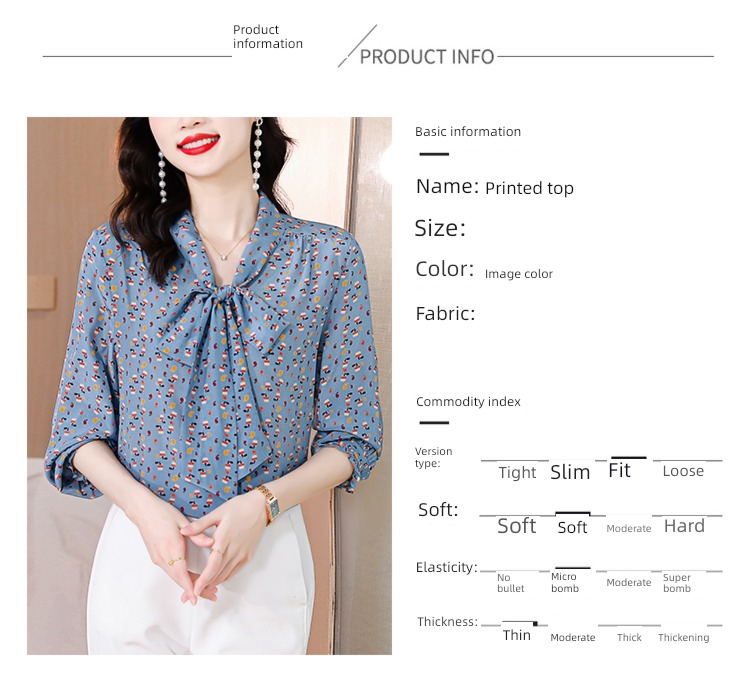 printing Long sleeve Autumn  French Your wife Chiffon shirt