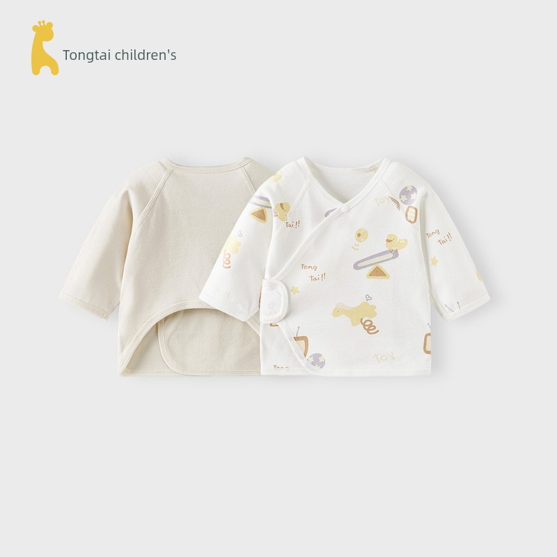 Tongtai Baby Half-Back Shirt, Spring and Autumn Pure Cotton Newborn Clothing, Monk-Style Outfit, Newborn Baby Belly-Protecting Top, Full-Month Outfit — 8
