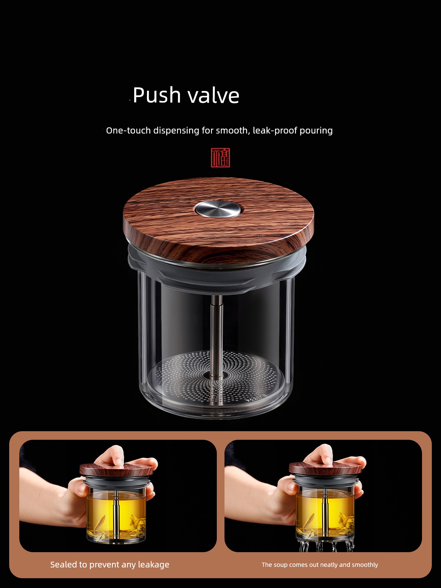 Large Capacity 2026 New Model Home Tea Set with Press-Type Filter, One-Touch Tea-Water Separation, Glass Teapot