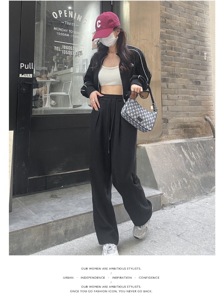 spring and autumn High waist Big size little chap grey Sports pants