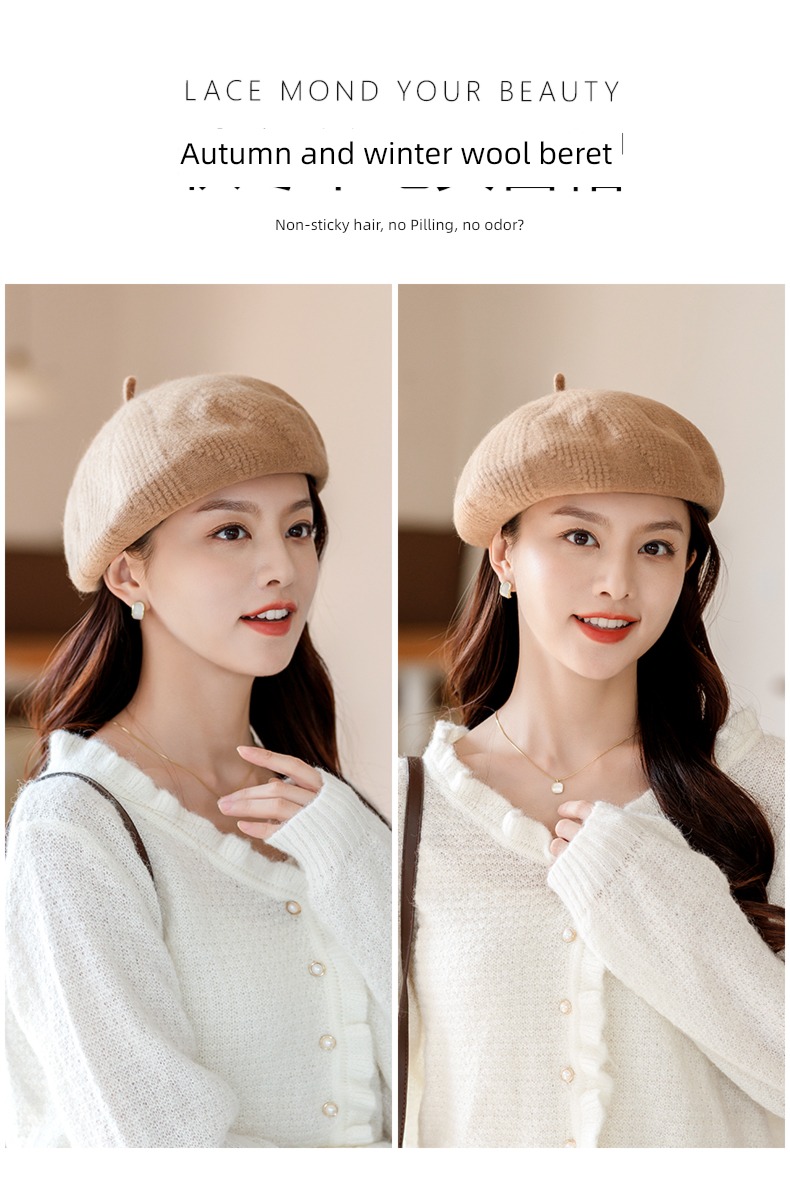 Wool knitting Autumn and winter female solar system customized beret