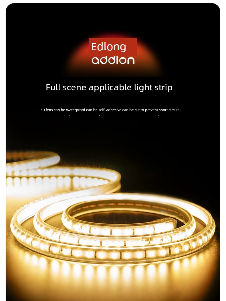 Light Strip LED Strip Self-Adhesive Background Decoration Cob Three Colors Outdoor Waterproof Living Room Ceiling Atmosphere 220V Line Light