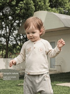 【Bamboo Cotton】Cute Bear Baby Long Sleeve T-Shirt for Spring and Autumn, Versatile Infant Top, Children's Outing Clo