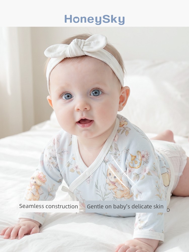 Hani Sky Newborn Baby Half-Back Shirt Spring and Autumn Size 52 Clothes for 0-3 Months Old Baby Top Monk-Style Outfit — 4