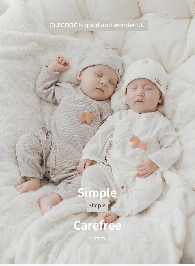 Guiqi Bear Newborn Spring and Autumn Long-Sleeve Romper Pure Cotton Monk-Style Clothes Baby Tie-Up Jumpsuit Autumn Outfit — 3