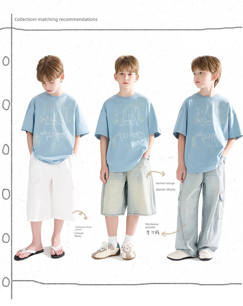 Mucmukn【Summer Graffiti】Cotton 7A Antibacterial, Cool-Feeling, Anti-Mite Printed Short-Sleeved T-Shirt for Boys and Older Children 26 Summer — 11