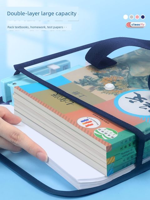 中考开卷考试专用袋子透明手提袋高考防水文件袋塑料无金属大容量按扣公考工具笔袋学生考研加厚准考证收纳袋