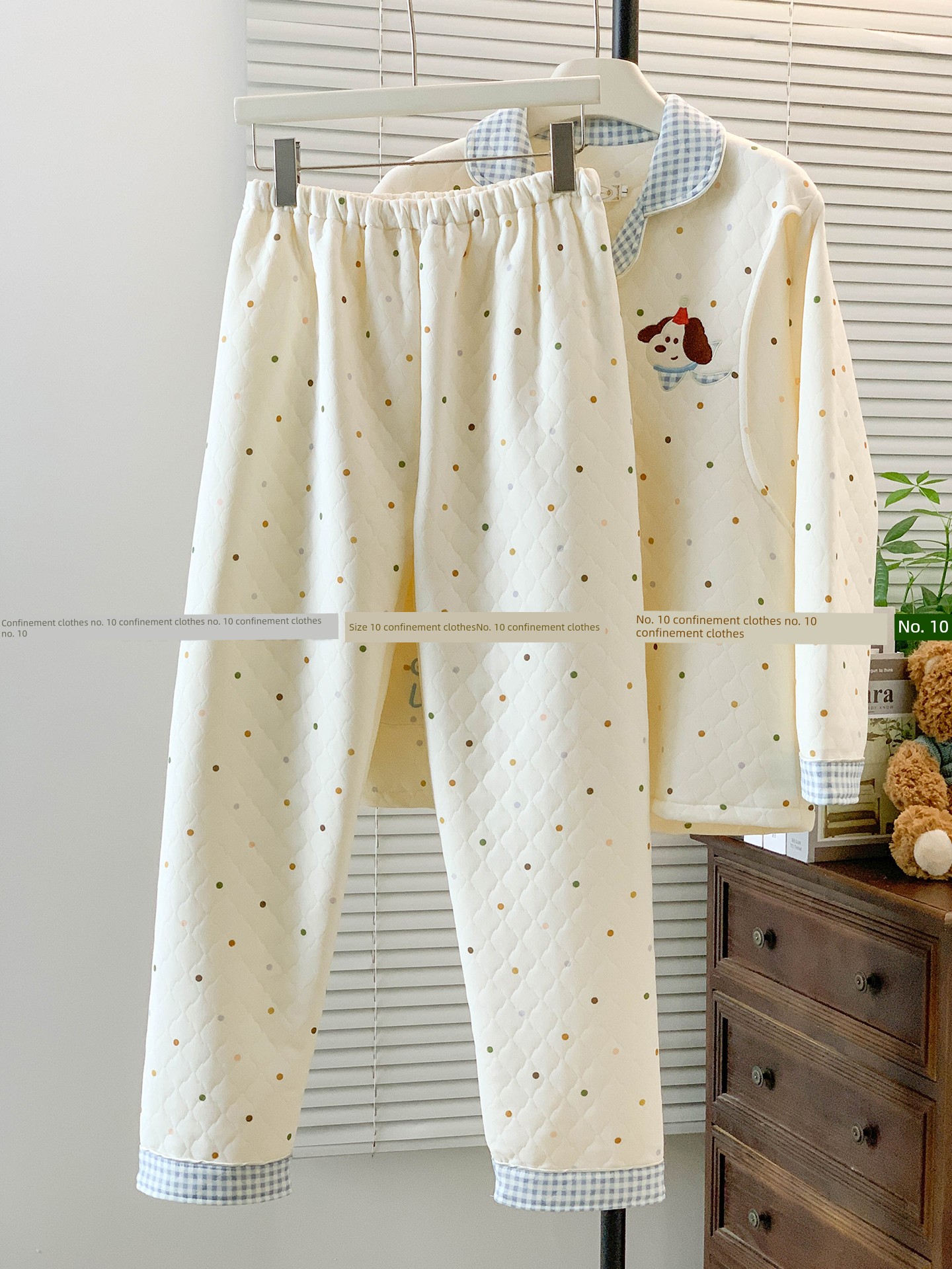 Autumn and Winter Thickened Air Cotton Maternity Pajamas, Spring and Autumn Style Pure Cotton Postpartum Maternity Sleepwear for Breastfeeding, Suitable — 11