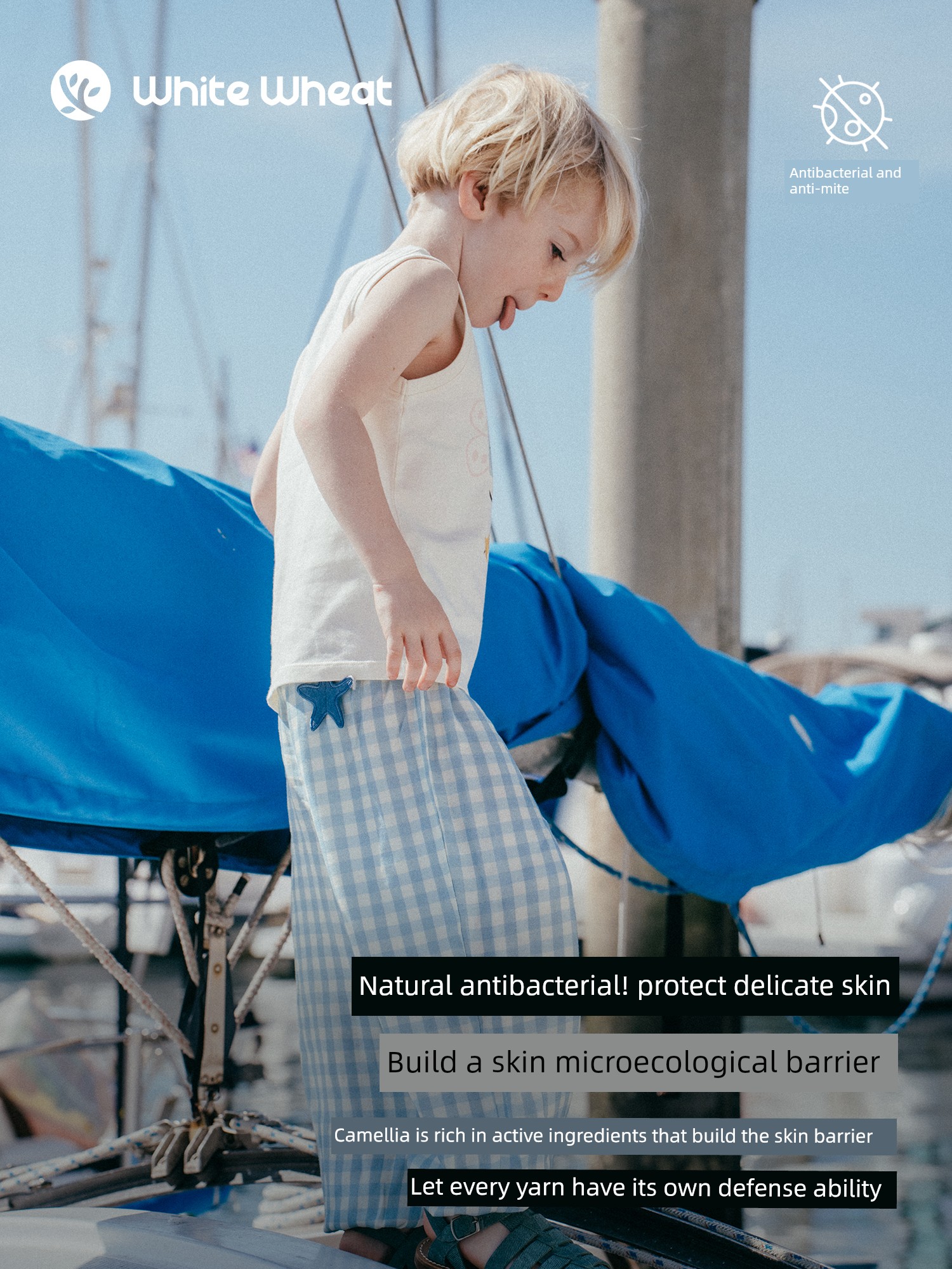 Whitewheat【Zero Sensation Light Oxygen】Children's 26 Summer New Pants Boys' Jogger Pants Girls' Anti-Mosquito Pants — 2