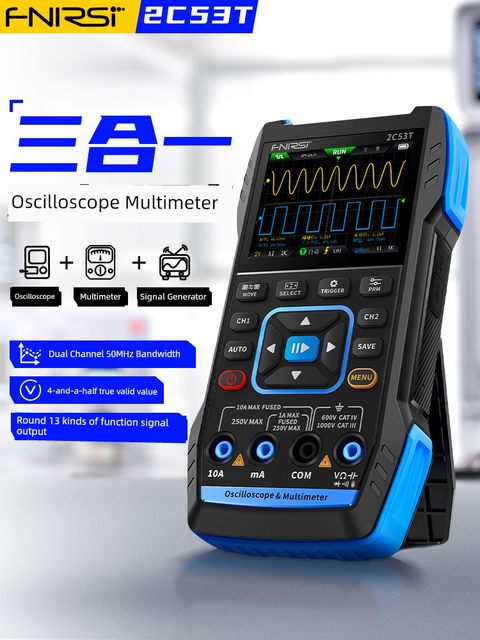 FNIRSI2C53T dual channel 50M digital oscilloscope 4-bit semi-multimeter signal generator three-in-one