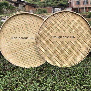 Bamboo Products: Non-Porous Round Bamboo Dustpan, Bamboo Woven Sieve with Holes for Farm Use, Bamboo Tray for Tea Drying