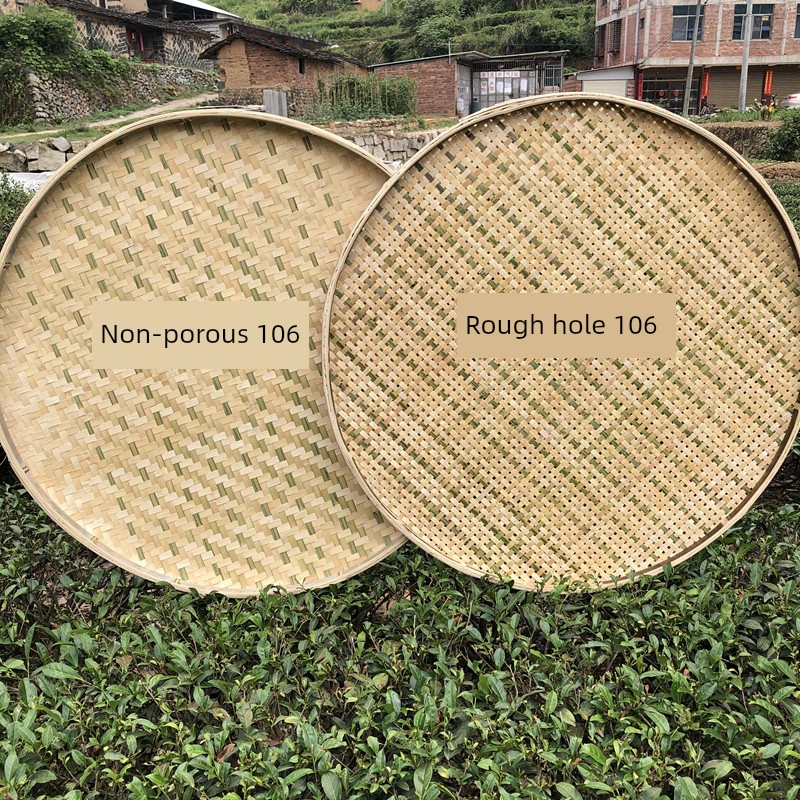 Bamboo Products: Non-Porous Round Bamboo Dustpan, Bamboo Woven Sieve with Holes for Farm Use, Bamboo Tray for Tea Drying and Decoration, Handmade Bamboo Weaving