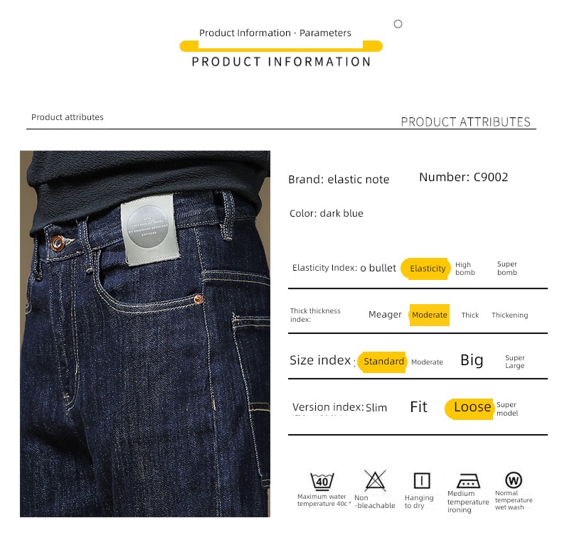 High elasticity Straight cylinder easy winter leisure time Jeans
