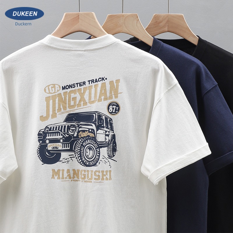 Pounds Retro Off-road vehicle printing just shoulder Short sleeve T-shirt