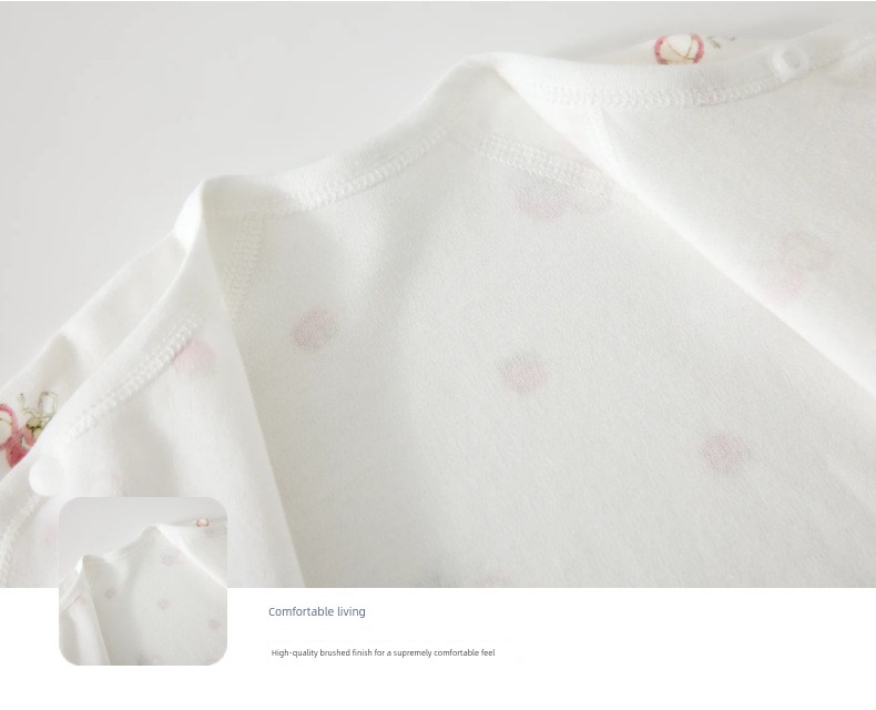 All-Cotton Baby Half-Back Shirt with Free Hat, Class a Pure Cotton, New Autumn Style for Newborns, Size 52, Monk-Style Clothing — 23