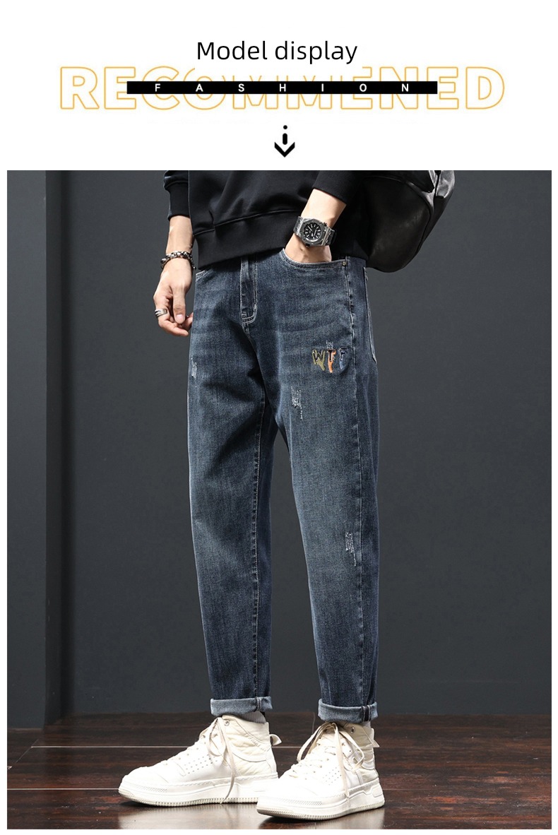 Autumn and winter Korean version elastic force keep warm Plush Jeans