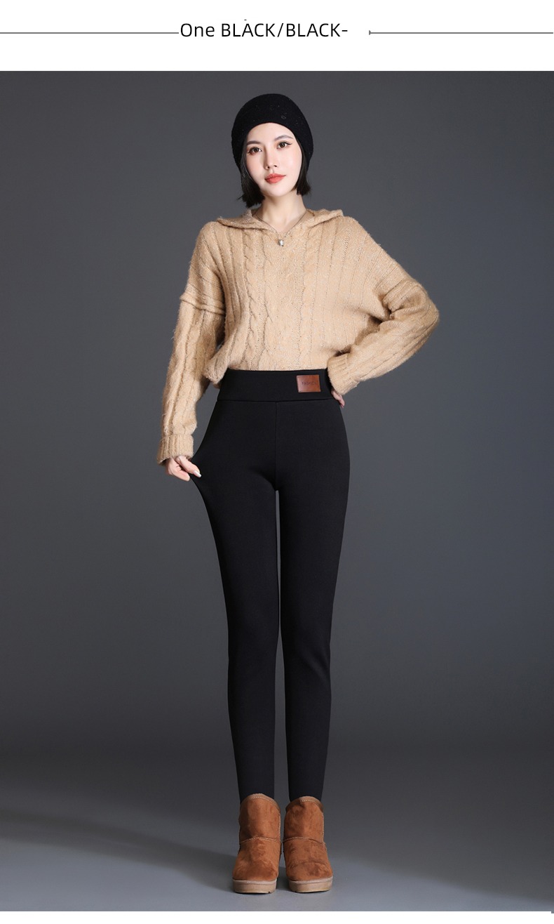 Autumn and winter Lamb cashmere thickening elastic force Self-cultivation Leggings