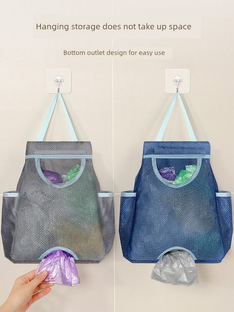 Garbage bag storage bag mesh bag kitchen plastic bag sorting artifact wall-mounted shopping bag storage bag storage bag hanging bag