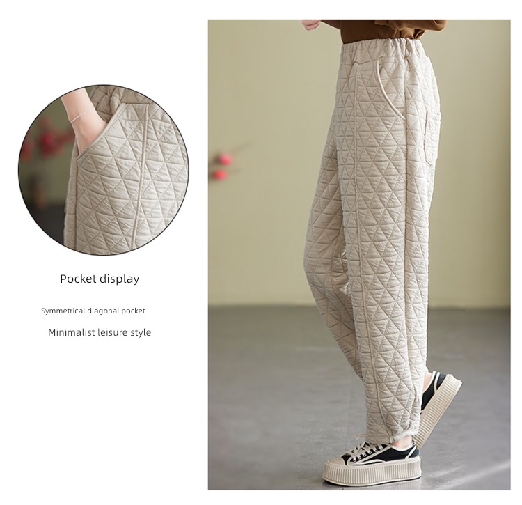 winter easy Show thin thickening cotton-padded trousers