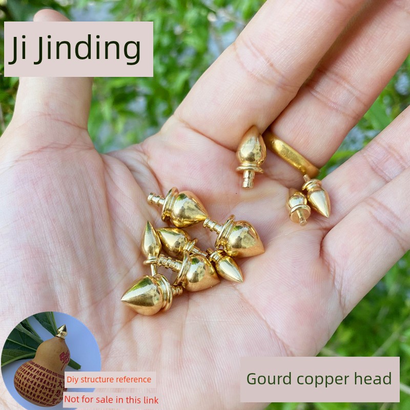 Handcrafted Small Gourd with Copper Head and Inlay, Gourd with Brass Inlay, Brass Inlay Accessories for Gourd