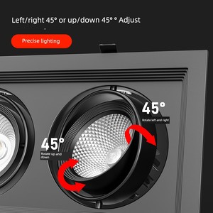 Double-Headed Grille Spotlight Embedded Dual-Eye Led Downlight Living Room Ceiling Light Rectangular Double-Hole Downlig