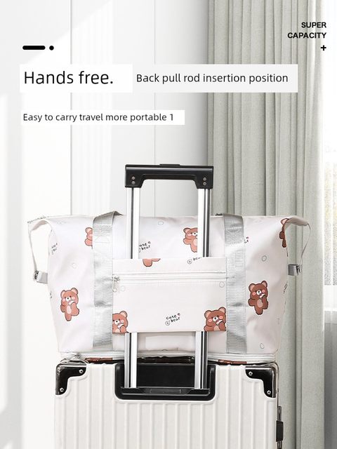 Short-term travel bag cute lightweight portable business trip large capacity luggage bag student pull rod boarding bag waiting for production storage bag