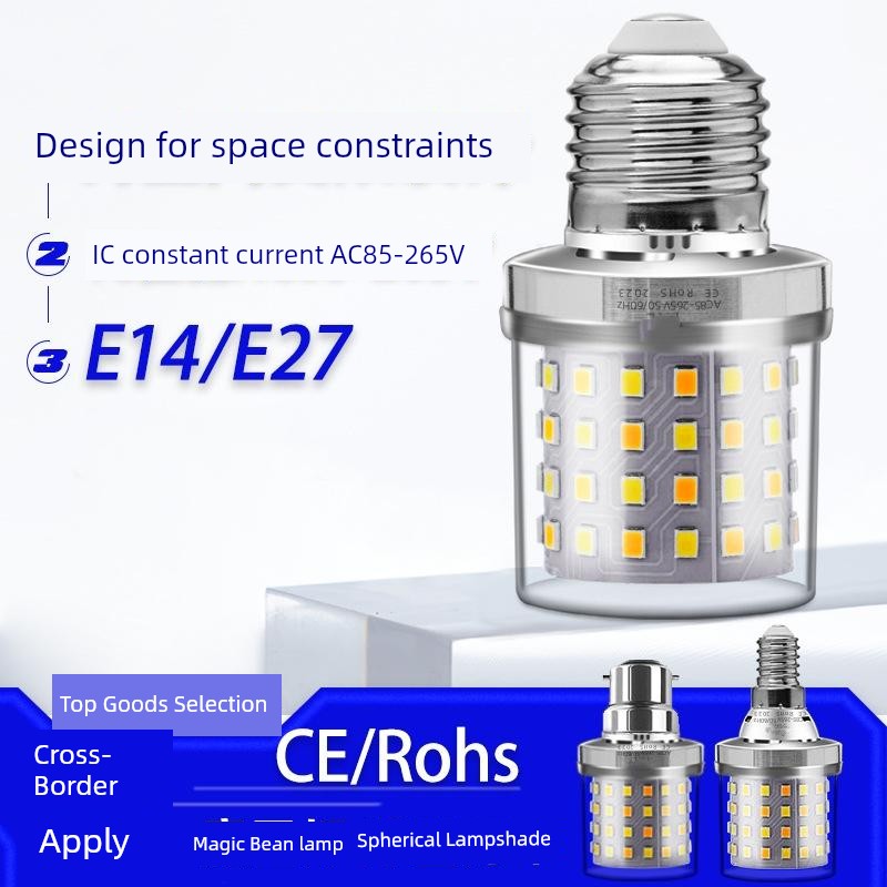 Led Magic Bean Bulb E27 Screw E14 Small round Globe Super Bright Energy Saving For Home Variable Light with Three Colors Led Corn Bulb
